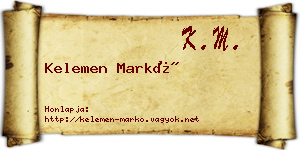Kelemen Markó névjegykártya